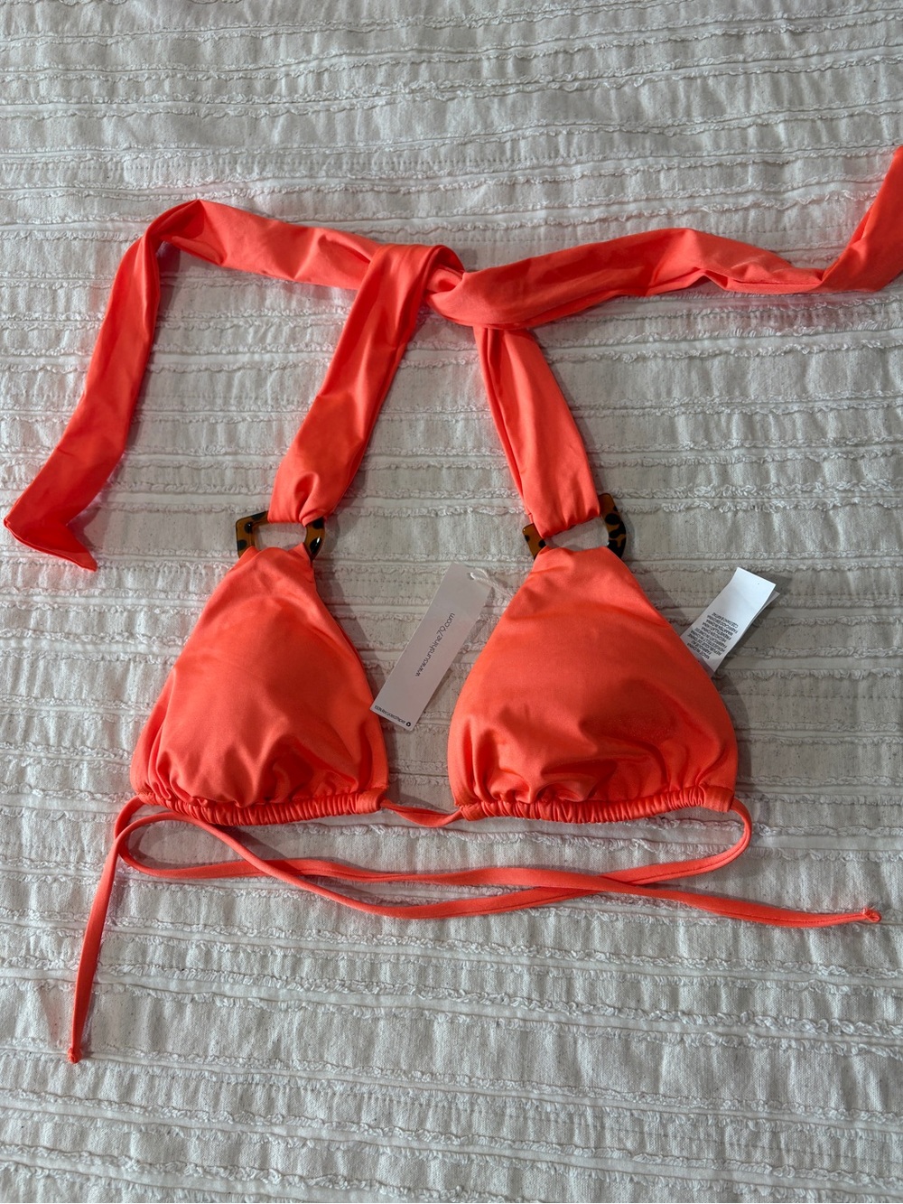 NWT Sunshine 79 Triangle Bikini Top with Tortoise Ring Details